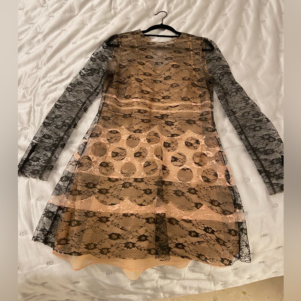 Red Valentino Sheer Lace Dress With Camisole.